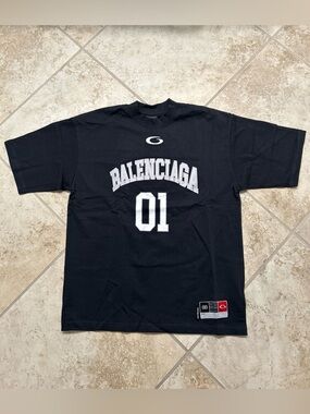 Balenciaga Oversized 01 Jersey T-Shirt Size M Black Short Sleeve